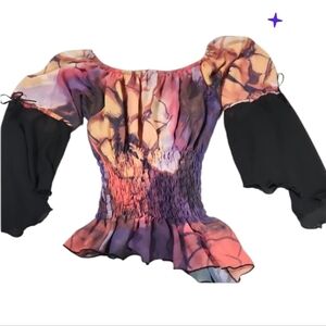 Vintage Med Women's Multicolor Off-Shoulder Top